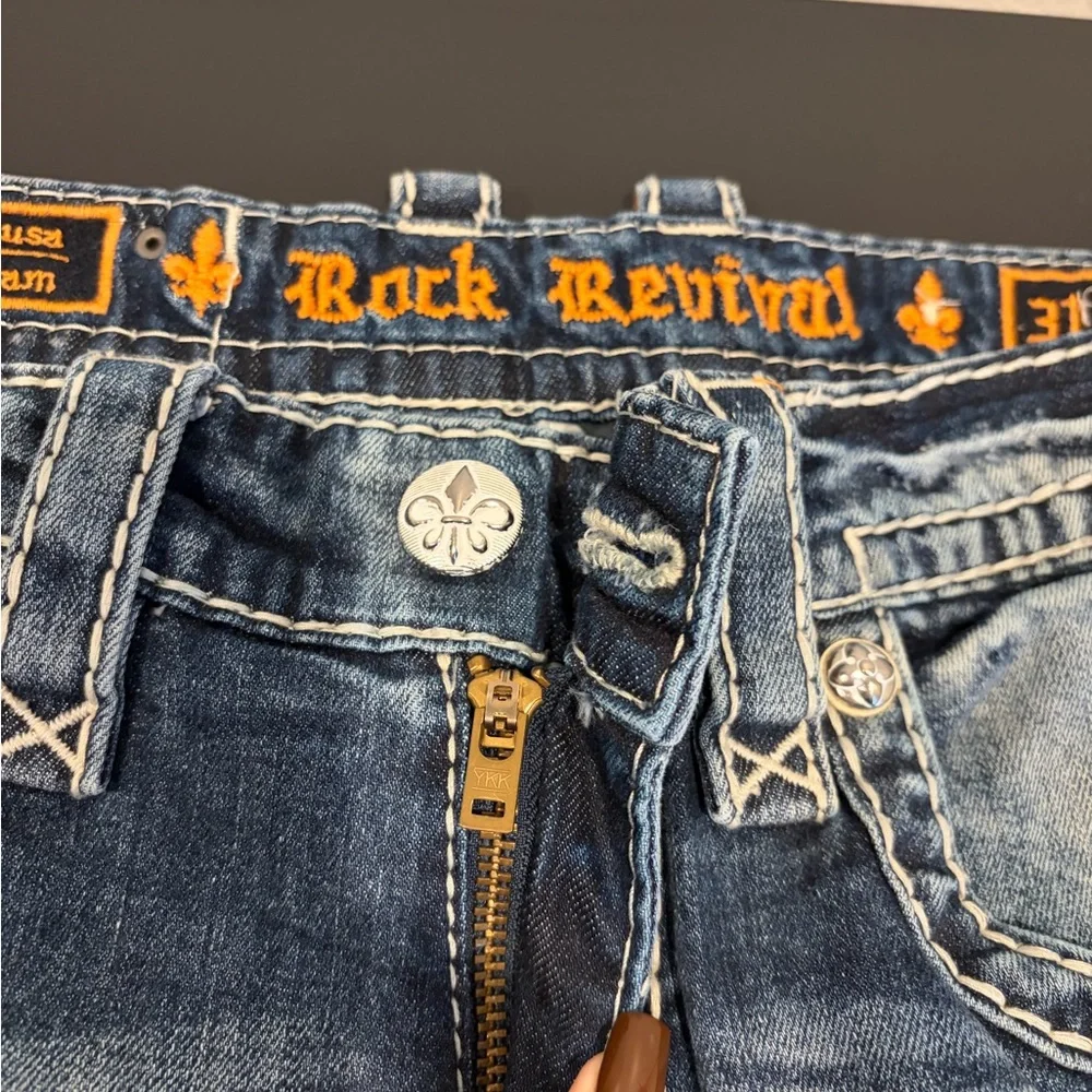 Rock Revival Men's Distressed Blue Jeans